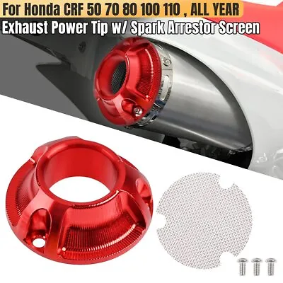 Red CNC Exhaust Power Tip W/ Spark Arrestor Screen For Honda CRF50 70 80 100 110 • $41.75