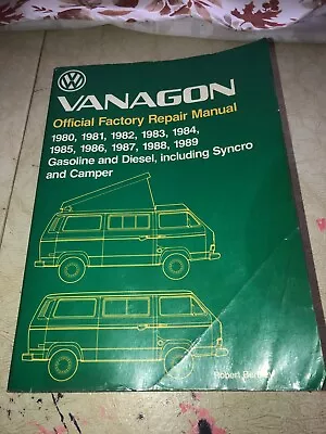 Volkswagen Vanagon Syncro And Camper Factory Repair Manual Bentley No VV89 • $149.99