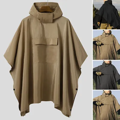 Mens Shawl Loose Poncho Cape Jacket Cloak Hoodies Jacket Outwear Outdoor Tops UK • £17.66