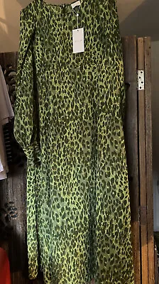 £30 • Buy Vila Asos Green Leopard Animal Midi Dress 44/16 BNWT RRP £55