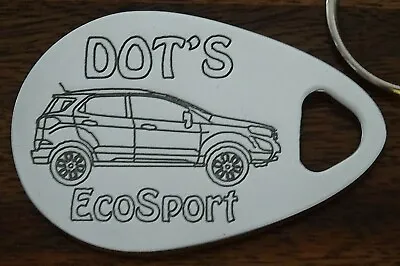 Personalised FORD EcoSport NEW SHAPE Car Keyring ANY NAME Engraved Key Fob • £6.49