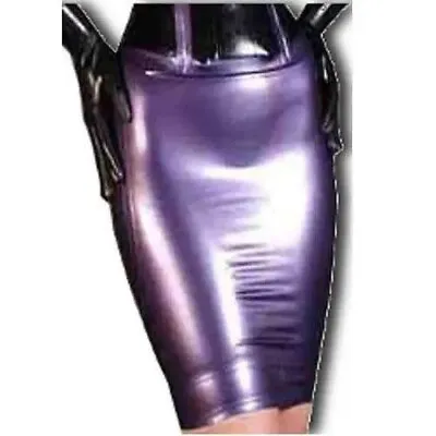 Latex Rubber Pencil Skirt  TV SISSY UNISEX Metallic Purple LARGE Secretary • £79