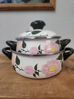 Villeroy & Boch Wildrose Cooking Ware Pots Enamel Over Metal Germany Set Pink  • $120