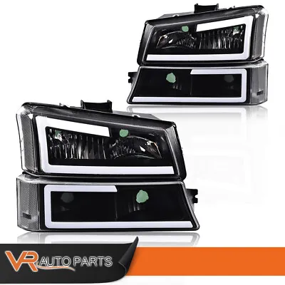 Fit For 2003-07 Silverado Avalanche Black Clear LED DRL Headlights Bumper Lamps • $92.88