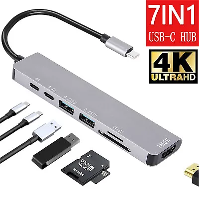 7 In 1 Multiport USB-C Hub Type C To USB 3.0 4K HDMI Adapter For Macbook Pro/Air • £9.99