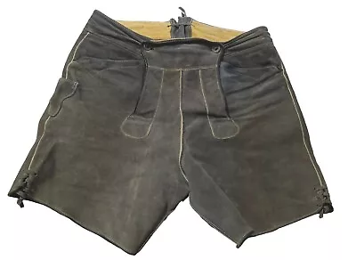 Vintage German Lederhosen Shorts Mens Size 30 Suede Leather By Bergfreund Button • $55.99