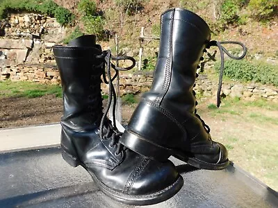 Double H Army Jump Boots 7.5E Or 9 1980’s Vintage Black L723 • $70