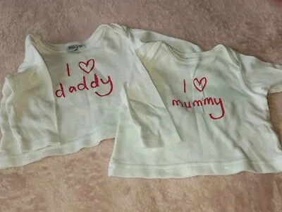 I Love Mummy Daddy Loves Me Baby Bundle Tops 0-3m  • £2.50