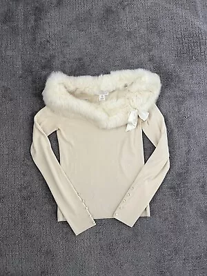 White House Black Market Rabbit Fur Collard Sweater M • $45