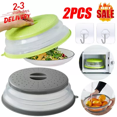 Collapsible Microwave Food Plate Cover Vented Splatter Protector Guard Lid Safe • £10.89