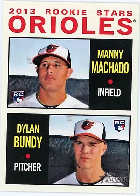 2013 Topps Heritage Manny Machado / Dylan Bundy RC #201 Orioles • $0.06