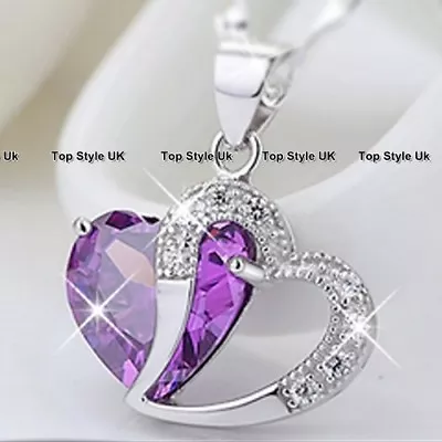 925 Sterling Silver Amethyst Necklace Women Gifts For Her Wife Niece Sister J209 • £8.95