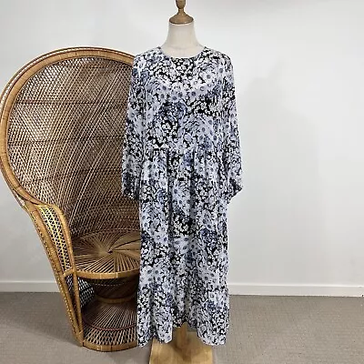 $49 • Buy Decjuba Dress & Slip Size 14 L Blue Floral Flower Print 