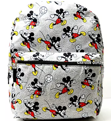 Disney Mickey Mouse School Backpack All Over Print 16  Travel Book Bag New Large • $23.70