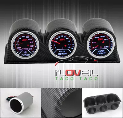 Turbo Boost + Voltage + Water Temperature Gauges + Carbon Fiber Dash Mount Pods • $64.99