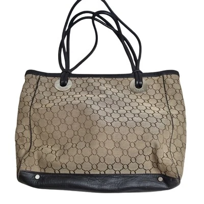 $44.95 • Buy OROTON Brown Signature Leather Tote Bag Medium W Leather Trim V Good Condition 
