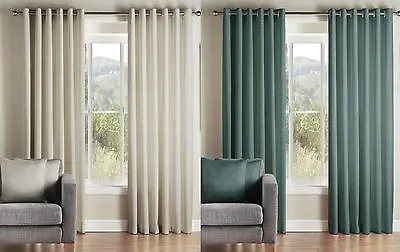 £213.75 • Buy One Pair Of MONTGOMERY Modern Plain Addo Eyelet Lined Curtains 