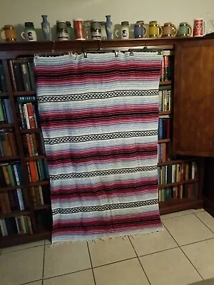 Large Vintage Serape Saltillo Blanket Woven Stripes Southwest 72 X 46 INCHES  • $19.99