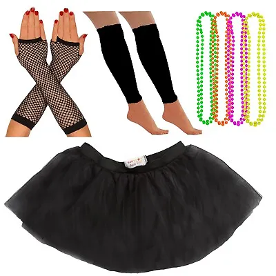 £7.49 • Buy Neon 80s Fancy Dress Outfit Ladies Tutu 80s Neon Accessories Leg Warmers Gloves
