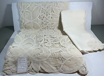 $126.73 • Buy New Hand Made Vintage 180  X 72  Lace Crochet Embroidery Tablecloth &18 Napkins 