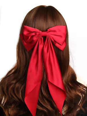 Large Satin Bow Hair Pin Barrette Hair Clip Ribbon For Women Girl Hair Accessory • £3.59