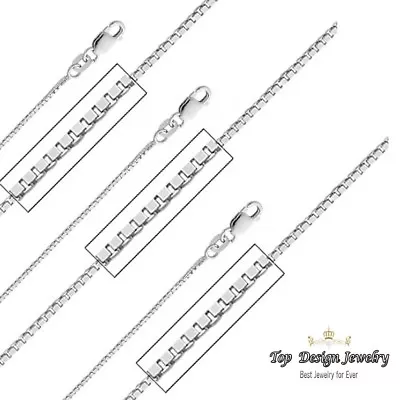 $184.47 • Buy 1MM Italian 14K Solid White Gold Lobster Clasp Shiny Box Chain Necklace 16 -24 