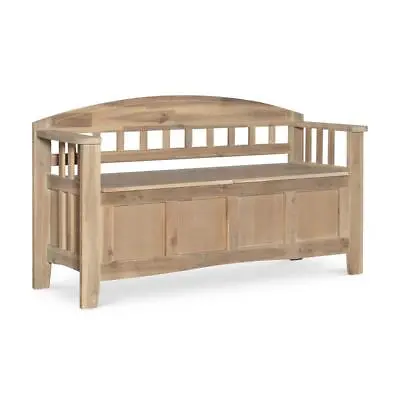 Linon Home Decor Storage Bench 52 X28.25  Wood Flip Top Low Back Natural Washed • $250.90