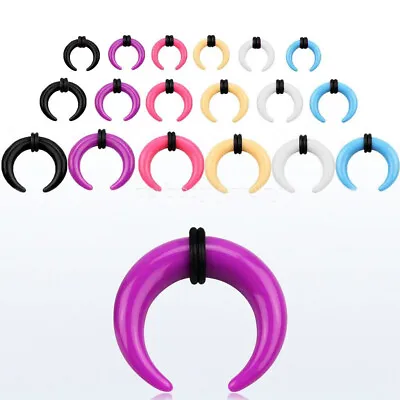 PAIR C-Shape Solid Color Acrylic Bull Taper With O-Rings Ear & Septum Stretcher • $5.53