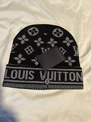 Louis Vuitton Black LV Monogram Beanie • $90