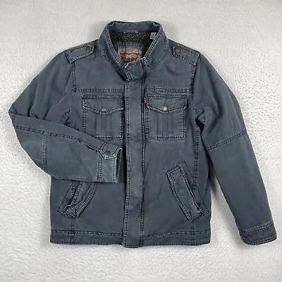 Levis Jean Jacket Mens Small Gray Denim Sherpa Lined Casual Farmer Workwear Coat • $35