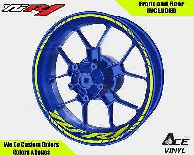 Yamaha YZF-R1 Fluorescent Wheel Decals Set Rim Stickers Stripes YZF R1 Neon • $76.92