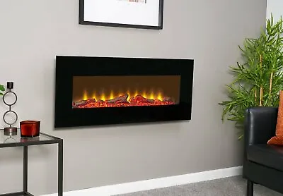 £247.99 • Buy Large 42  Electric Fire Black Wall Mounted Remote Fireplace Led Flame Logs Long