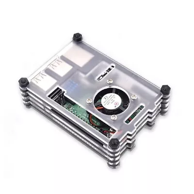 AU Stock Acrylic Clear Heatsink Case+Cooling Fan Kit For Raspberry Pi RPI 3B+/3B • $15.99