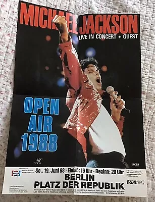 Michael Jackson BAD TOUR 1988 Original German Berlin Folded Poster *16”x12” • $87.12