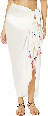 Echo Women's Tassel Ends Pareo Swim Cover Up - One Size - White • $37.95