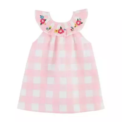 Mud Pie Farmhouse Smocked Ruffle Pink Gingham Dress  24M/2T 3T 4T 5T • $29.60