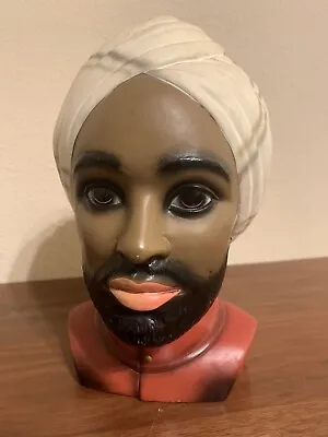 Vintage MCM Marwal Chalkware Man Head Bust Scarf Wrap Turban • $30