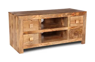 £299.95 • Buy Living Room Furniture Light Dakota Solid Mango Wood 4 Drawer Media Unit (15l)