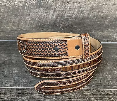 $29.99 • Buy Tony Lama Genuine Leather & Snakeskin Western Belt Mens 44 USA Cowboy