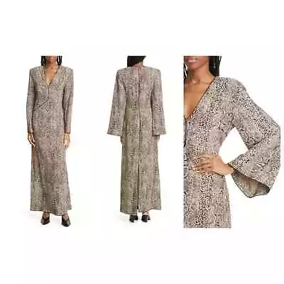 BY MALENE BIRGER Isetta Snake Print Long Sleeve Maxi Dress (12 US/ 42 EU) • $275