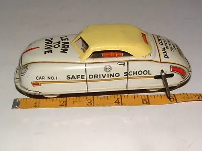 * 1940s50s MARX TIN-LITHO WIND-UP LEARN TO DRIVE TOY CAR 7  LONG VERY GOOD WORKS • $32