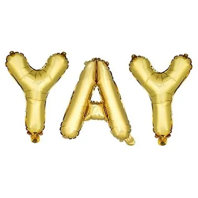 Party Gold YAY Mylar Event Shower Birthday Graduation Balloons NEW 14” • $4.49