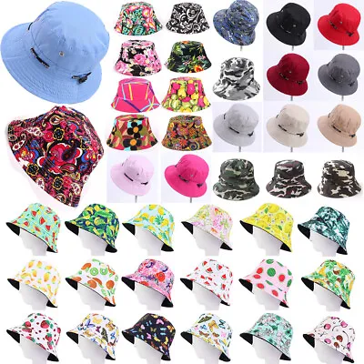 Cotton Adults Unisex Bucket Hat - Summer Fishing Boonie Beach Festival Sun Cap ↖ • $7.25