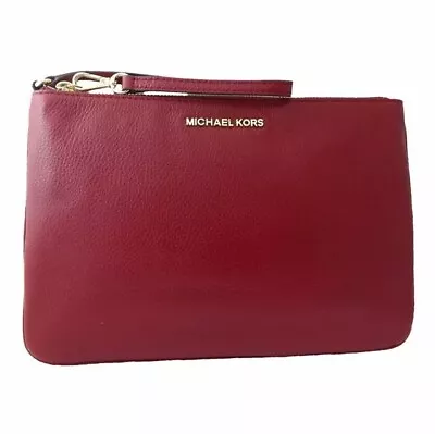 Michael Kors Bedford Large Wristlet Clutch Red Cherry Bag 32H5GBFW7L • $99.95