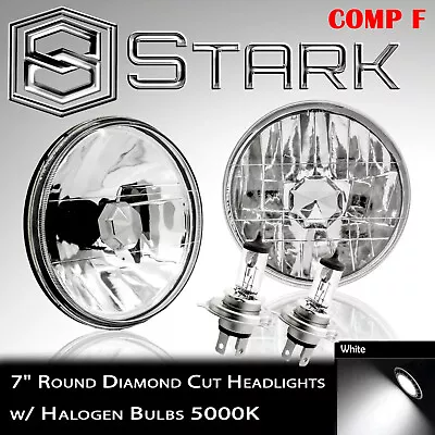 H6024 Head Light Glass Housing Lamp Conversion Diamond Chrome 7  Round PAIR (F) • $47.94