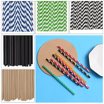 1-2000pcs Straws Colourful Striped Drinking Straws Birthday Wedding Summer Party • £1.09