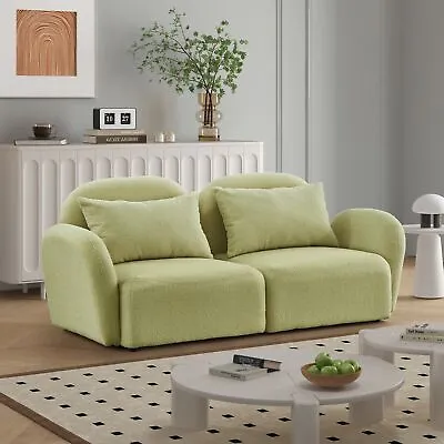 Modern Living Room Furniture Lazy Upholstered Sofa Teddy Fabric Loveseat • $429.07