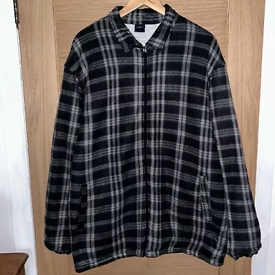 Flannel Coat Sherpa Fleece Lined Plaid Lumberjack Jacket Dark Grey Men’s XXL 2XL • £2.20