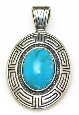 Southwestern QT Quoc Turquoise Inc 925 Sterling & Turquoise Large Oval Pendant • $60