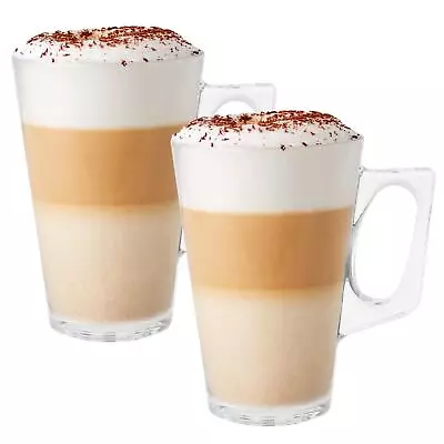 Set Of 2 240ml Coffee Cappuccino Tassimo Costa Tea Cafe Latte Mugs Glasses Cups • £6.99